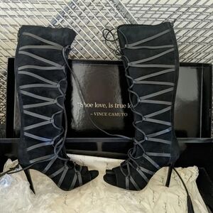 Vince Camuto Black Strappy Heeled Boots